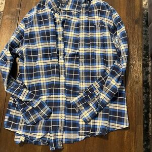 American Eagle Outfitters Blue and White Casual Button Down Shirt